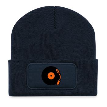 Disques vinyles vinyles vinyles - Beanie recyclé à patch - bleu marine - Devant