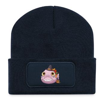 Drôle de poisson-blobfish - Automne et Thanksgiving - Beanie recyclé à patch - bleu marine - Devant