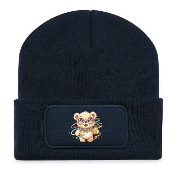 Sun bear with summer look - Recycled Patch Beanie - french navy - Front