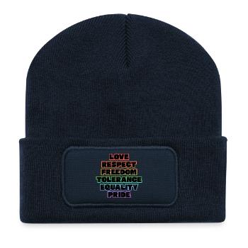 Love Respect Freedom Tolerance Equality Pride  - Recycled Patch Beanie - french navy - Front