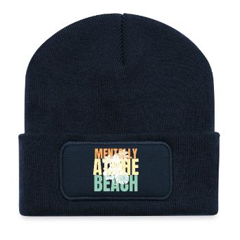 Mentally At the Beach Surfer surfing surf - Recycled Patch Beanie - french navy - Front