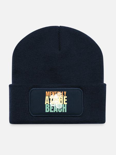 Mentally At the Beach Surfer surfing surf - Recycled Patch Beanie - french navy