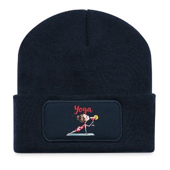 Yoga With Cocktail Funny Yoga Figure In Pose With - Recycled Patch Beanie - french navy - Front