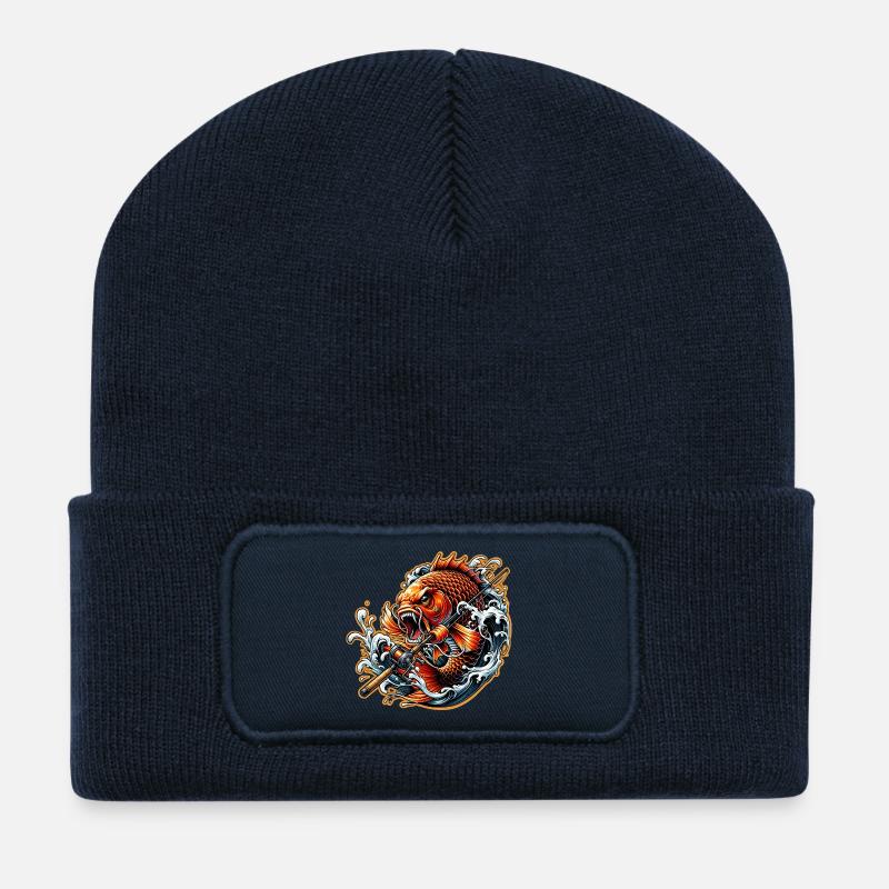 Fisch Mit Angel - Recycelte Patch Beanie - French Navy