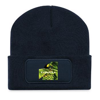 Tukan auf der Bananenstaude in Costa Rica - Recycelte Patch Beanie - French Navy - Vorne