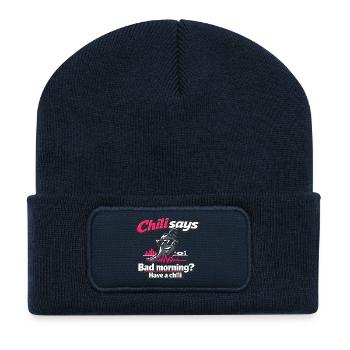 DJ de mème du chili matin - Beanie recyclé à patch - bleu marine - Devant