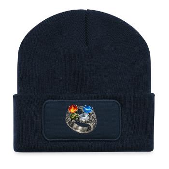 Anneau des quatre éléments avec des pierres précieuses - Beanie recyclé à patch - bleu marine - Devant