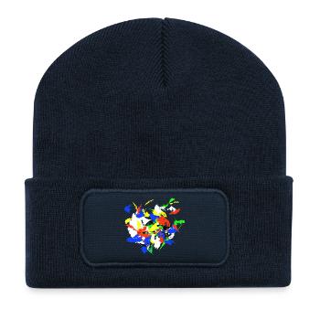 Yoga Cobra | Paint Splash Abstract Mix - Recycled Patch Beanie - french navy - Front