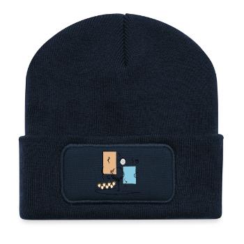 Yoga Dancer Abstract Color Duet with Coffee Circle - Recycled Patch Beanie - french navy - Front