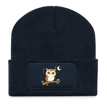 Nocturnal Owl Friend - Recycled Patch Beanie - french navy - Front
