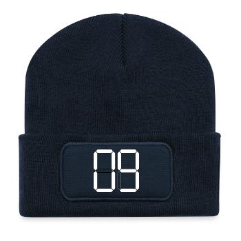NUMBER 09 Zero Nine Birthday Gift Digital - Recycled Patch Beanie - french navy - Front