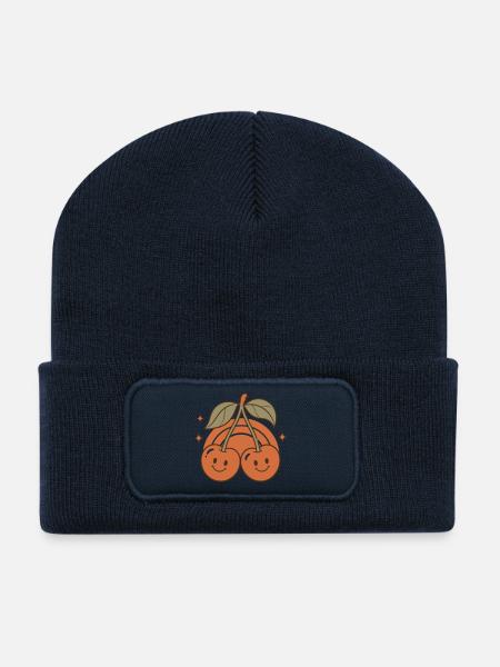 Douce Sourire Rétro Cerise - Beanie recyclé à patch - bleu marine