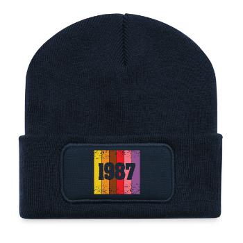 Jahreszahl 1987 - Recycelte Patch Beanie - French Navy - Vorne