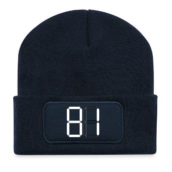 NUMÉRO 81 Quatre-vingt-et-un Cadeaux Numériques - Beanie recyclé à patch - bleu marine - Devant