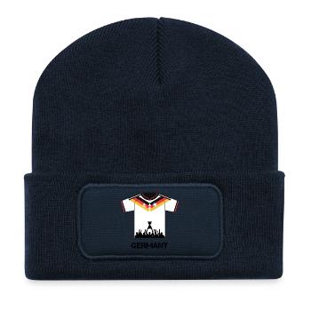 Maillot de football allemand avec coupe – Design du ventilateur - Beanie recyclé à patch - bleu marine - Devant