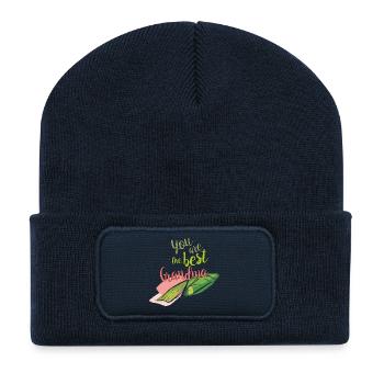 Tu es la meilleure grand-mère - Beanie recyclé à patch - bleu marine - Devant