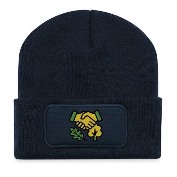 Poignée de main Logo de la Forêt Naturelle - Beanie recyclé à patch - bleu marine - Devant