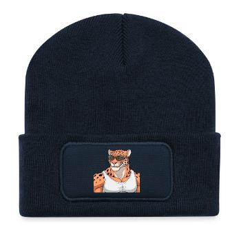 Sports leopard with glasses - Recycled Patch Beanie - french navy - Front