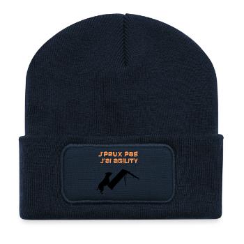 Staffie j'peux pas j'ai agility sport - 001 - Beanie recyclé à patch - bleu marine - Devant
