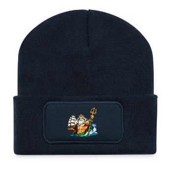 Neptun mit Seegelschiff - Recycelte Patch Beanie - French Navy - Vorne