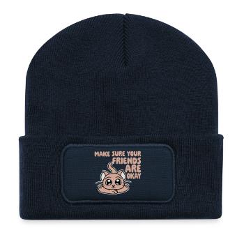 Make Sure Your Friends Are Okay Katze Kätzchen Süß - Recycelte Patch Beanie - French Navy - Vorne