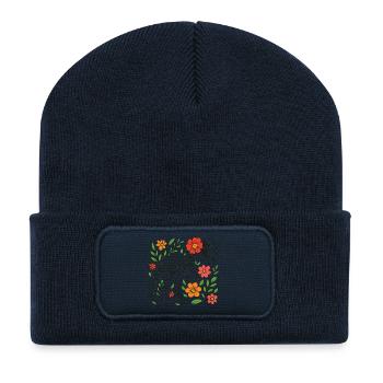 T Rex Skelett mit Blumen - Recycelte Patch Beanie - French Navy - Vorne