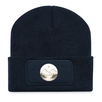 Gebirgslandschaft - Recycelte Patch Beanie - French Navy - Vorne