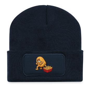 Kartoffelzubereitung Pommes Frites Lustige Pommes  - Recycelte Patch Beanie - French Navy - Vorne