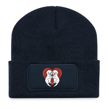 Verliebte Otter - Recycelte Patch Beanie - French Navy - Vorne