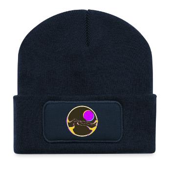  Neonberge mit Sonne  - Recycelte Patch Beanie - French Navy - Vorne