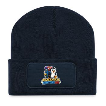 Pinguin Rucksack groß Abenteuer los Reise Humor - Recycelte Patch Beanie - French Navy - Vorne