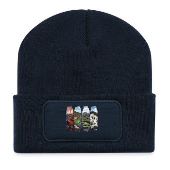 Lanzarote Urlaub Travel – Kanaren Vulkan Motiv - Recycelte Patch Beanie - French Navy - Vorne