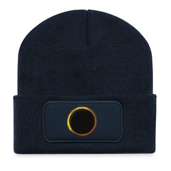 Éclipse solaire 2026 - Beanie recyclé à patch - bleu marine - Devant