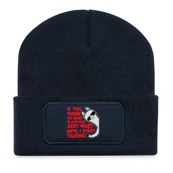 If you think silence is awkward Spruch Lama Text - Recycelte Patch Beanie - French Navy - Vorne