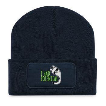 I Had Potential Ich Hatte Potenzial Lama Logo - Recycelte Patch Beanie - French Navy - Vorne