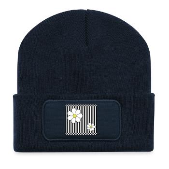 Stripes & Flowers - Recycelte Patch Beanie - French Navy - Vorne