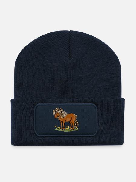 Pony mit Löwenzahn - Recycelte Patch Beanie - French Navy