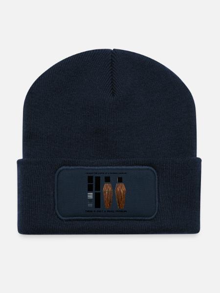 Lustiges Holzsarg-Kunstwerk - Recycelte Patch Beanie - French Navy