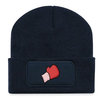 Boxhandschuhe Motiv Boxen - Recycelte Patch Beanie - French Navy - Vorne
