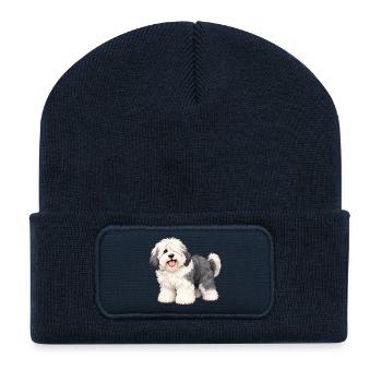 Old English Sheepdog Kawaii Style – Bobtail - Recycelte Patch Beanie - French Navy - Vorne