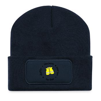 Neon Warnweste Grafik - Recycelte Patch Beanie - French Navy - Vorne