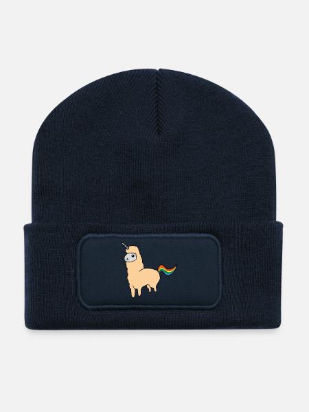 Alpaca unicorn - Recycled Patch Beanie - french navy