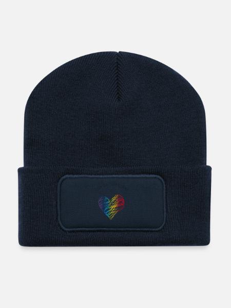 Herz Gay Regenbogen liebe LgBTQ+ love heart csd - Recycelte Patch Beanie - French Navy