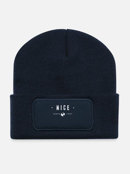 Nice Coordonnées Géographiques Stylisées - Beanie recyclé à patch - bleu marine