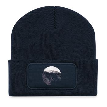 Hiking Outdoor design with mountain goats - mountain panorama - Recycled Patch Beanie - french navy - Front