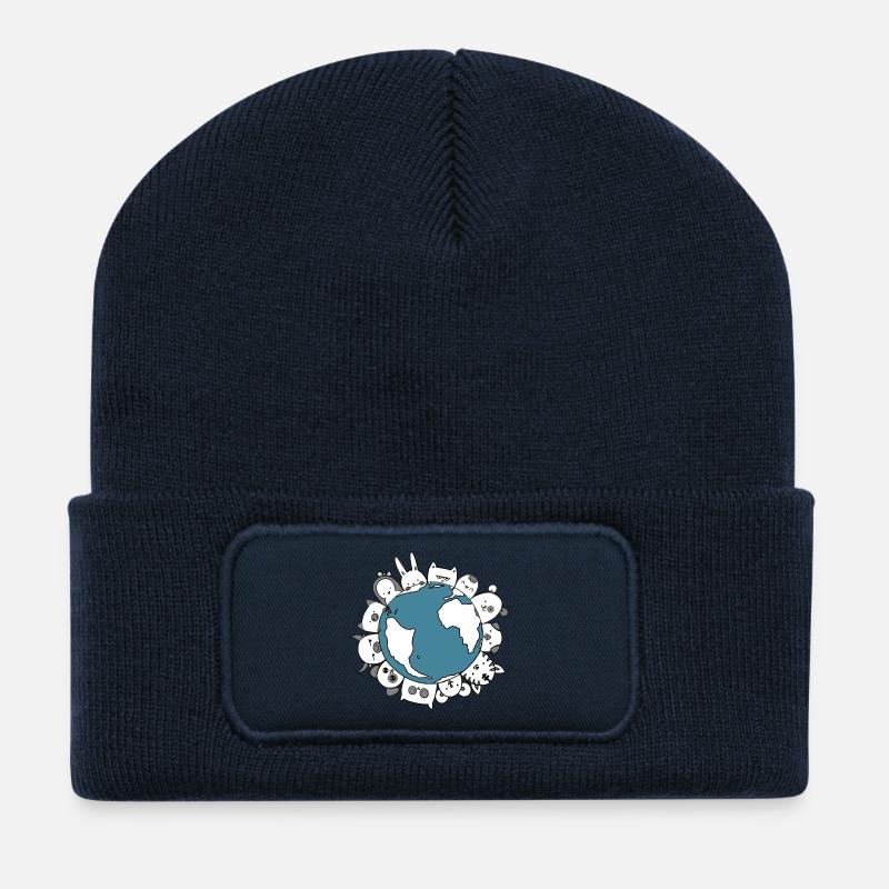 Die Welt der Tiere - Recycelte Patch Beanie - French Navy