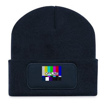 cadeau chemise hors ligne - Beanie recyclé à patch - bleu marine - Devant