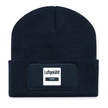 Luftgekühlt Made in Germany USED LOOK - Recycelte Patch Beanie - French Navy - Vorne