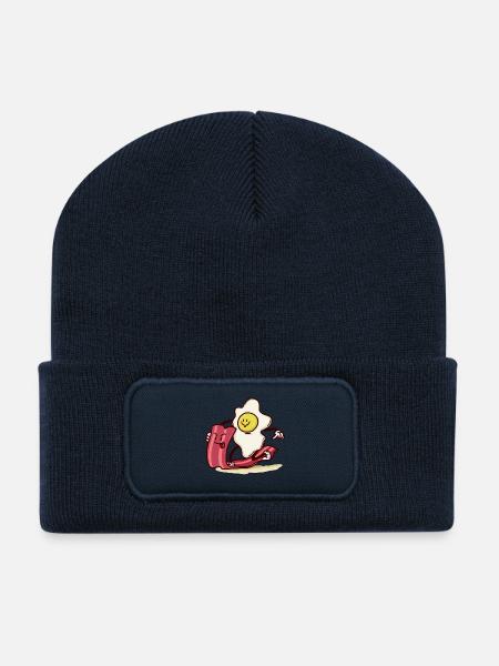 Egg rides bacon slice - Recycled Patch Beanie - french navy