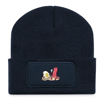 Bacon and egg are playing in the sandbox - Recycled Patch Beanie - french navy - Front